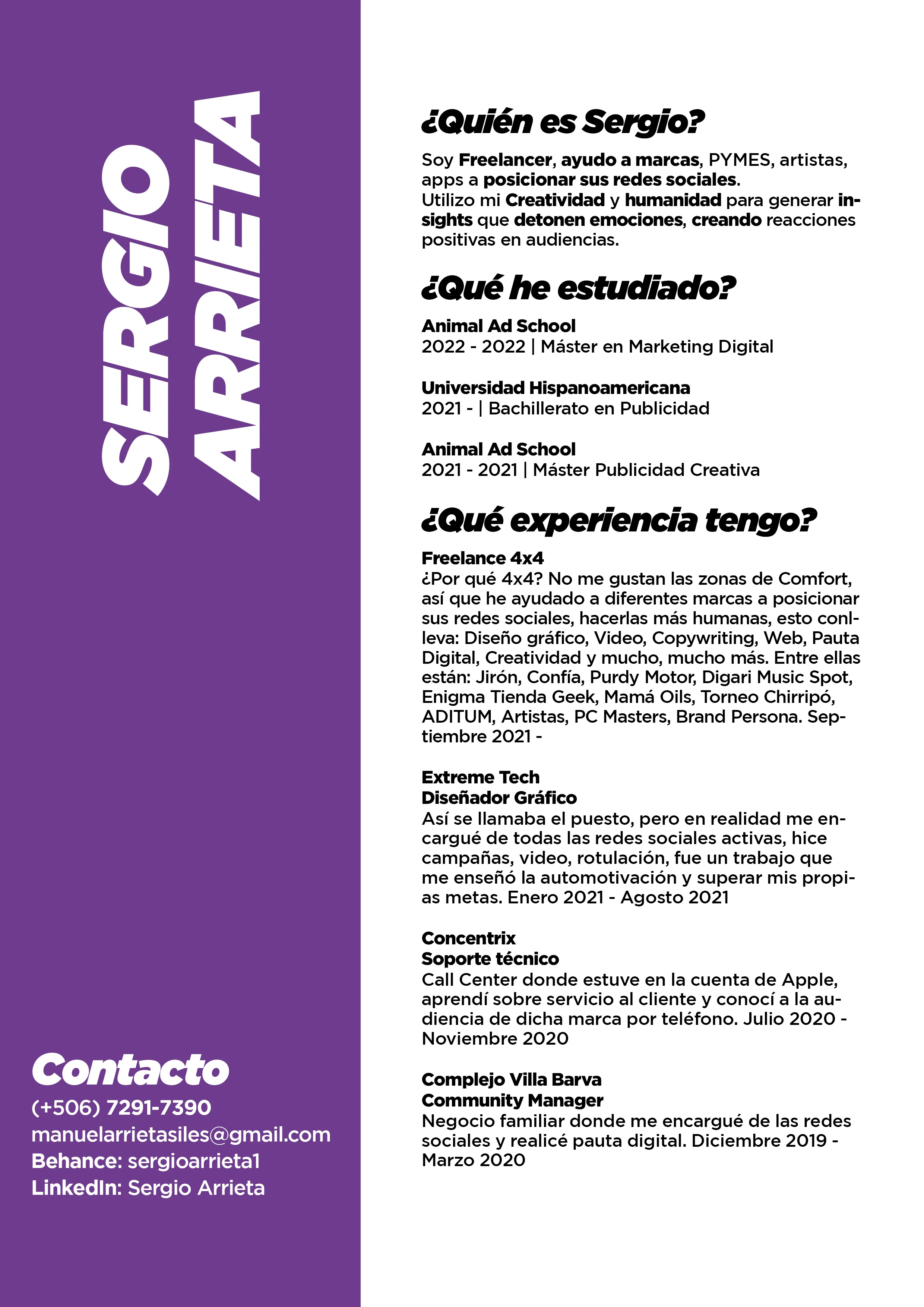 Currículum de Sergio Arrieta