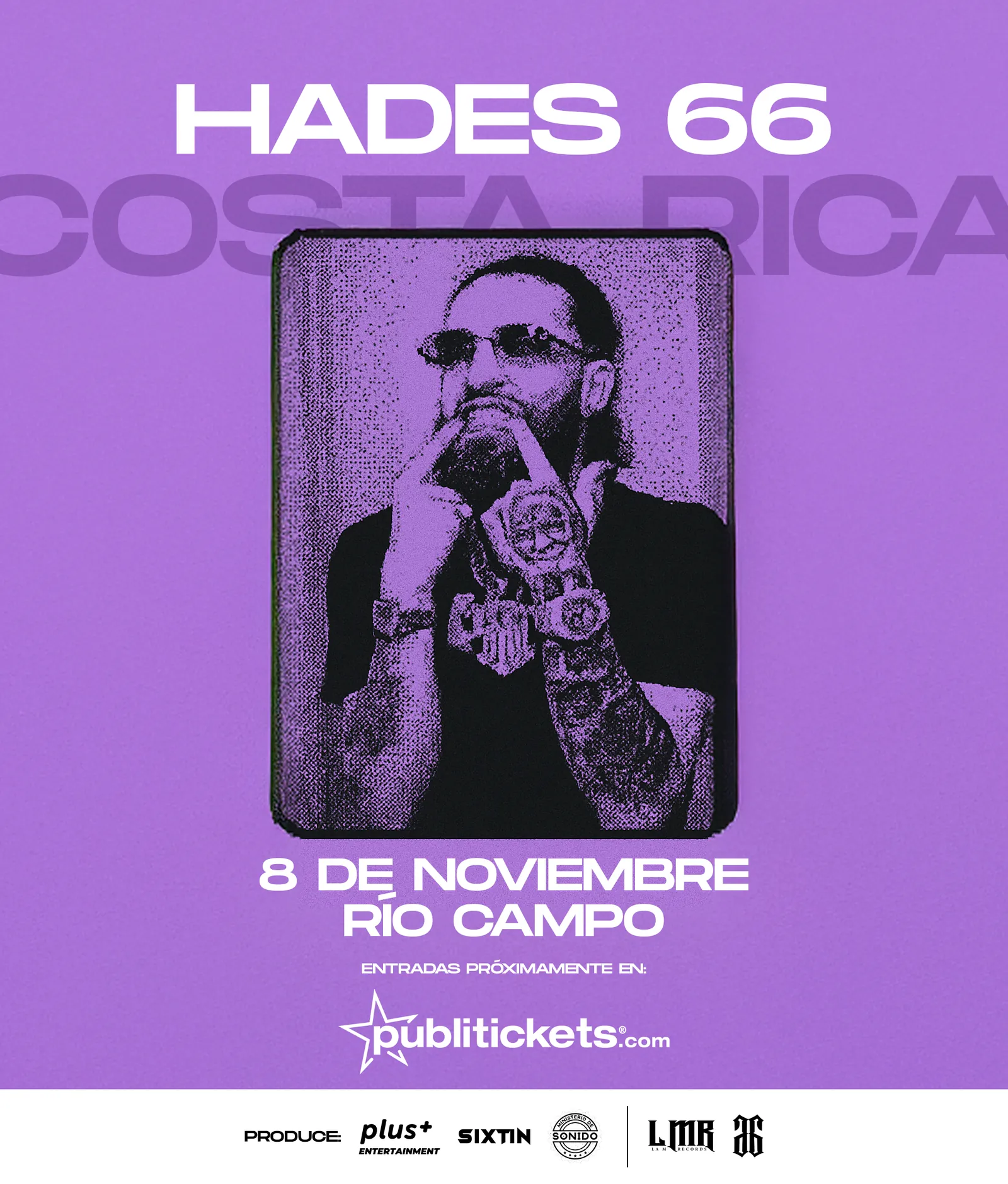 Afiche del concierto de Hades 66 en Costa Rica